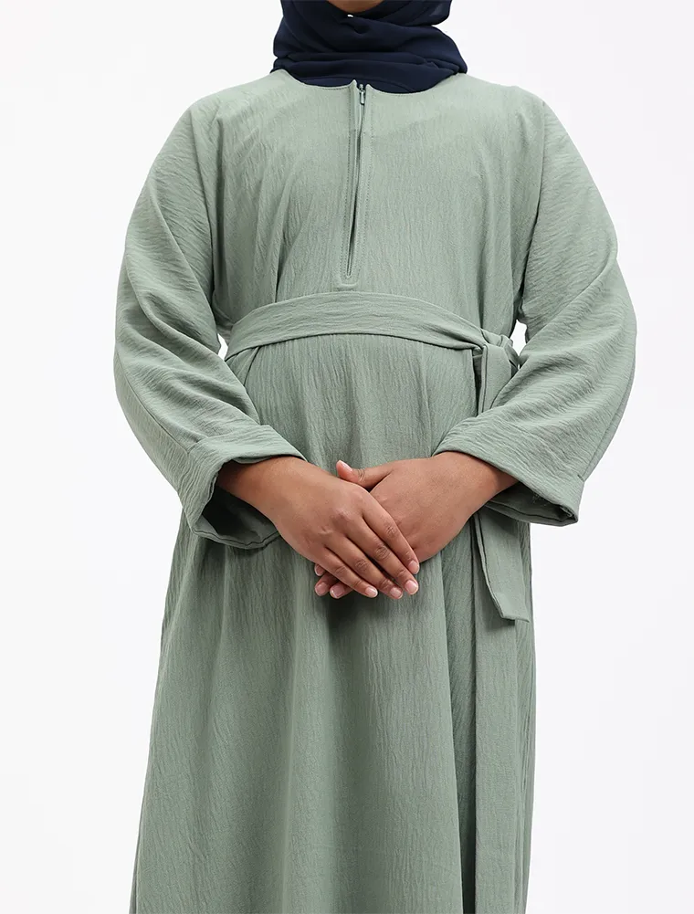 Mint Linen Feel Basic Girls Abaya